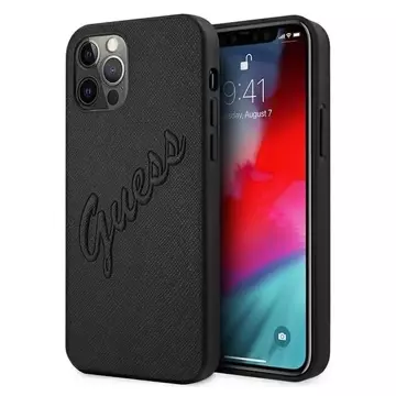 Guess GUHCP12LRSAVSBK iPhone 12 Pro Max 6,7" czarny/black hardcase Saffiano Vintage Script