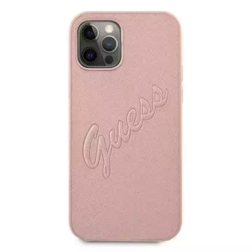 Guess GUHCP12MRSAVSRG iPhone 12/12 Pro 6,1" różowy/pink hardcase Saffiano Vintage Script