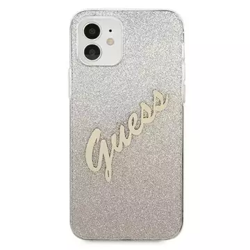 Guess GUHCP12SPCUGLSGO iPhone 12 mini 5,4" złoty/gold hardcase Glitter Gradient Script