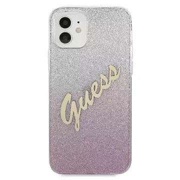 Guess GUHCP12SPCUGLSPI iPhone 12 mini 5,4" różowy/pink hardcase Glitter Gradient Script