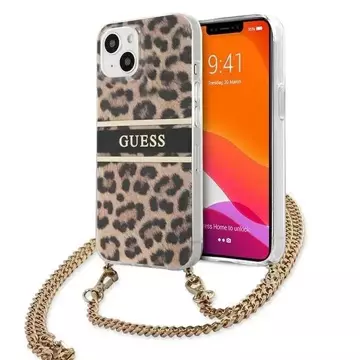 Guess GUHCP13SKBCLE iPhone 13 mini 5,4" Leopard hardcase Gold Strap