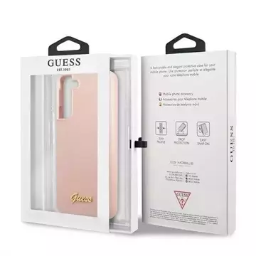 Guess GUHCS22MLSLMGPP S22+ S906 różowy/pink hardcase Silicone Script Metal Logo