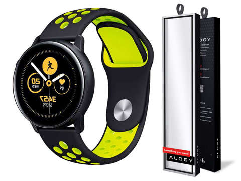 Gumowy Uniwersalny pasek sportowy Alogy soft band do smartwatcha 22mm Czarno-żółty