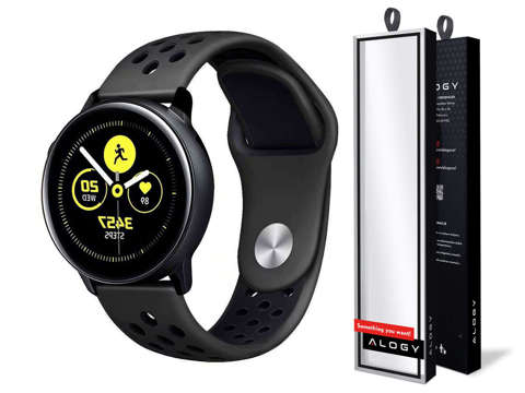 Gumowy Uniwersalny pasek sportowy Alogy soft band do smartwatcha 22mm Czarny