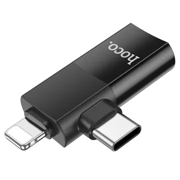 HOCO Adapter OTG Typ C (Męski) / Lightning (Męski) Do USB A (Żeński) 2w1 UA17 Czarny