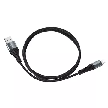 HOCO Kabel USB-A do Lightning X38 1 m Czarny 2,4A Wytrzymały TPE