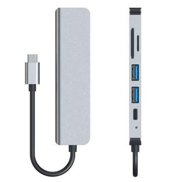 Hub Adapter USB V4-HUB 6w1 USB-C Grey
