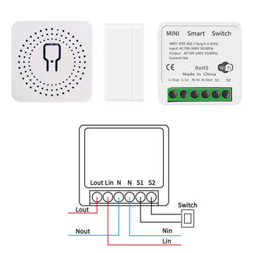 Inteligentny przełącznik WiFi Alogy mini dopuszkowy włącznik Tuya Smart Life 16A inteligentny dom biały