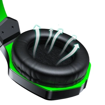 Joyroom gamingowe wokółuszne słuchawki 3,5mm mini jack z pilotem i mikrofonem dla graczy czarny (JR-HG1 green)