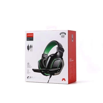 Joyroom gamingowe wokółuszne słuchawki 3,5mm mini jack z pilotem i mikrofonem dla graczy czarny (JR-HG1 green)