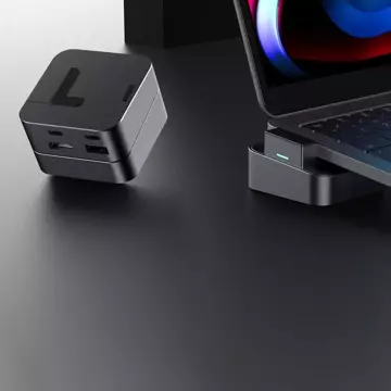 Joyroom podstawka wielofunkcyjny HUB USB Typ C - USB 3.0 / RJ45 / HDMI / USB Typ C / Thunderbolt do MacBook Pro szary (S-H121 Gray)