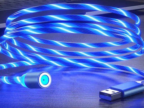 Kabel 1m Alogy magnetyczny świecący przewód LED Lightning Niebieski