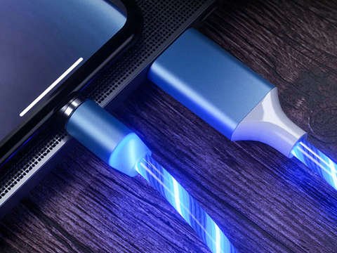 Kabel 1m Alogy magnetyczny świecący przewód LED Lightning Niebieski