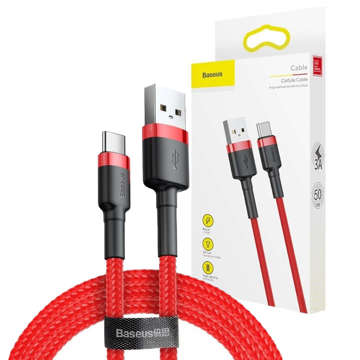 Kabel 2m Baseus Cafule USB do USB-C Type C 2A Czerwony