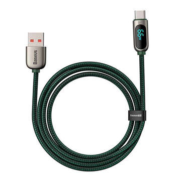 Kabel 2m Baseus Display Fast Charging USB-A do USB-C 66W wyświetlacz 2m Zielony
