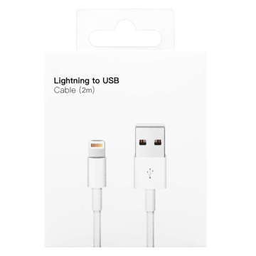 Kabel 2m Lightning do USB-A USB do Apple iPhone, iPad, iPod BOX Biały