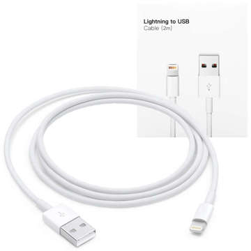 Kabel 2m Lightning do USB-A USB do Apple iPhone, iPad, iPod BOX Biały