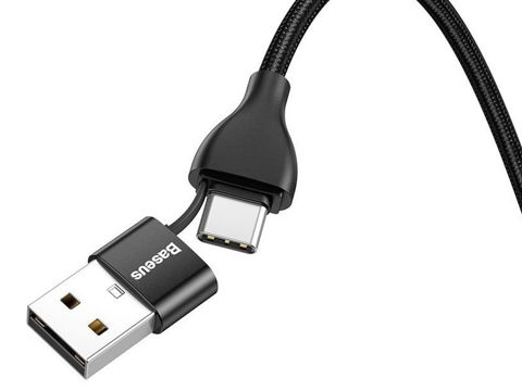 Kabel Baseus 2w1 USB/ USB-C Type C PD 18W QC do iPhone 2A 1m black