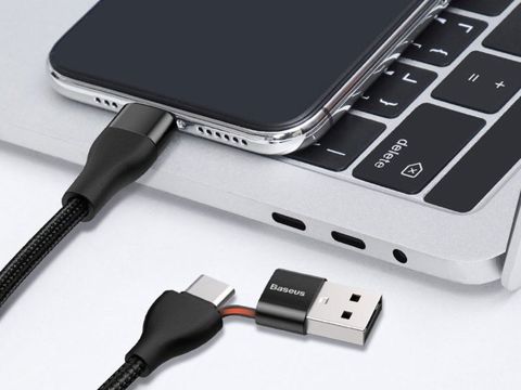 Kabel Baseus 2w1 USB/ USB-C Type C PD 18W QC do iPhone 2A 1m black