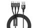 Kabel Baseus Rapid 3w1 iPhone micro USB USB-C 3A czarny