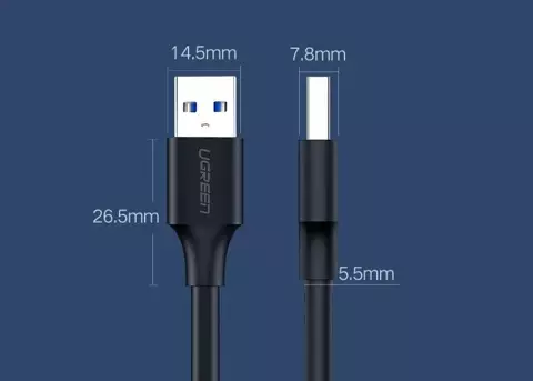 Kabel UGREEN przewód USB 2.0 (męski) - USB 2.0 (męski) 1 m czarny (US128 10309)