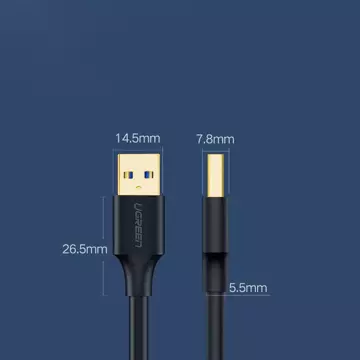 Kabel UGREEN  przewód USB - USB (męski - USB 3.2 Gen 1) 1 m czarny (US128 10370)