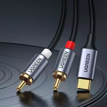 Kabel UGREEN przewód audio dźwiękowy USB Typ C (męski) - 2RCA (męski) 1,5m szary (20193 CM451)