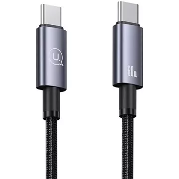 Kabel USAMS US-SJ664 USB-C do USB-C 2m, 60W, nylonowy oplot, czarny