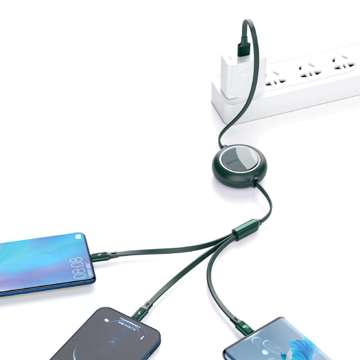 Kabel USB 3w1 Baseus Bright Mirror, USB do micro USB / USB-C / Lightning, 66W, 1.2m (zielony)