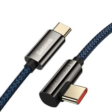 Kabel USB-C do USB-C kątowy Baseus Legend Series, PD, 100W, 2m (niebieski)