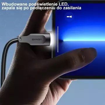 Kabel USMAS USB-C na Lightning PD Fast Charging 1.2m fioletowy