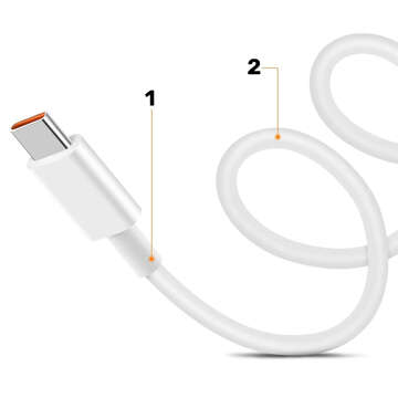 Kabel Xiaomi oryginalny USB - USB-C typ C mocny szybki 120W PD 6A 1M przewód Biały