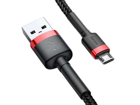 Kabel nylonowy Baseus Cafule Micro-USB 1.5A 200cm Czarny/czerwony