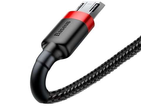 Kabel nylonowy Baseus Cafule Micro-USB 1.5A 200cm Czarny/czerwony