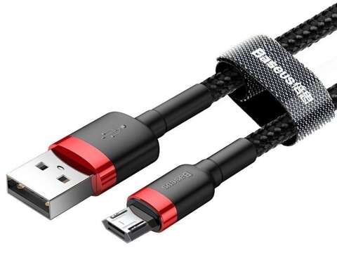 Kabel nylonowy Baseus Cafule Micro-USB 1.5A 200cm Czarny/czerwony