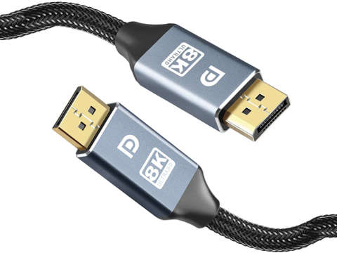 Kabel przewód ze złączem 2x Display Port DP 1.4 8K 30AWG do TV PC 1m Alogy