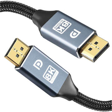 Kabel przewód ze złączem 2x Display Port DP 1.4 8K 30AWG do TV PC 1m Alogy