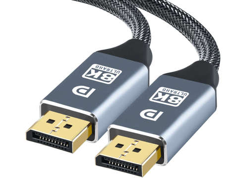 Kabel przewód ze złączem 2x Display Port DP 1.4 8K 30AWG do TV PC 1m Alogy