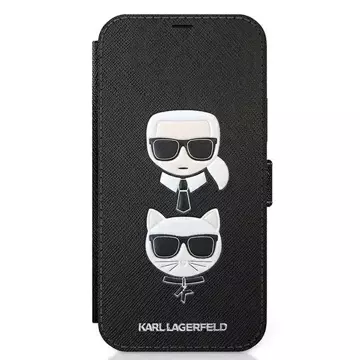 Karl Lagerfeld KLFLBKP12SSAKICKCBK iPhone 12 mini 5,4" czarny/black book Saffiano Karl & Choupette