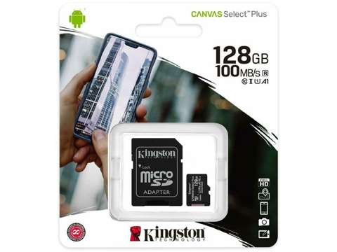 Kingston karta pamięci microSD XC 128GB class 10 + adapter SD