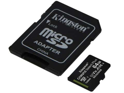 Kingston karta pamięci microSD XC 64GB class 10 + adapter SD