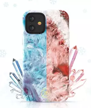 Kingxbar Agate Series eleganckie etui pokrowiec z nadrukiem agat iPhone 12 mini niebieski