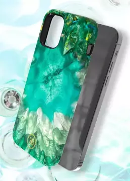 Kingxbar Agate Series eleganckie etui pokrowiec z nadrukiem agat iPhone 12 mini niebieski