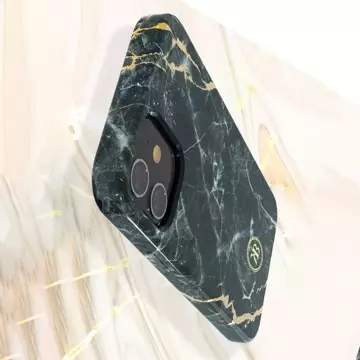 Kingxbar Marble Series eleganckie etui pokrowiec z nadrukiem marmur iPhone 12 mini czarny