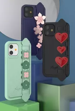 Kingxbar Sweet Series żelowe etui ozdobione oryginalnymi Kryształami Swarovskiego z podstawką iPhone 12 Pro Max niebieski