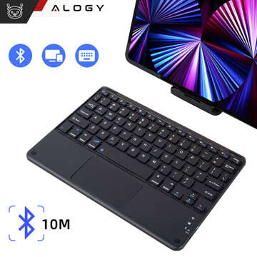 Klawiatura Bezprzewodowa z touchpadem Bluetooth touchpad do PC TV tabletu USB-C Alogy Wireless Czarna