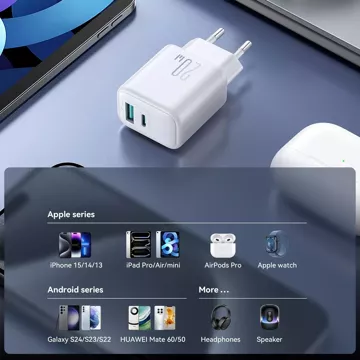 Ładowarka Joyroom Sieciowa USB-C / USB-A 20W PD / QC 3.0 - Biała