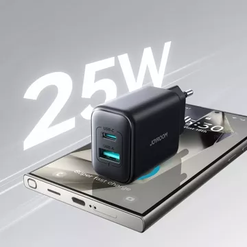 Ładowarka Joyroom Sieciowa USB-C / USB-A 25W SFC / PPS / PD - Czarna