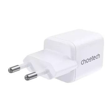 Ładowarka Sieciowa Choetech PD30W Dual Ports USB-C + USB-A GaN Biała