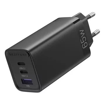 Ładowarka Sieciowa Vention FEDB0-EU 2xUSB-C USB-A GaN 65W Czarna